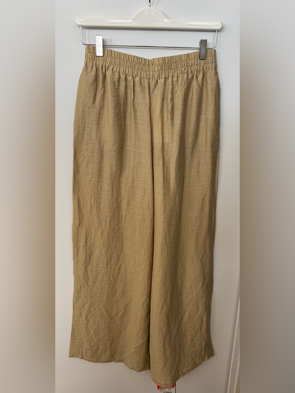 Zara Tan Elastic-Waist Wide Leg Pants